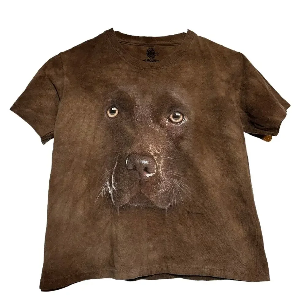 The Mountain Chocolate Lab Face T-Shirt 100% Cotton Short Sleeve Brown Medium